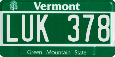 VT license plate LUK378