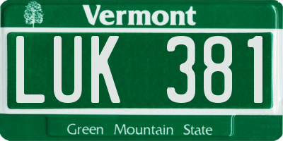 VT license plate LUK381