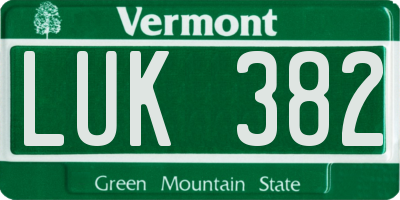 VT license plate LUK382