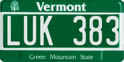 VT license plate LUK383