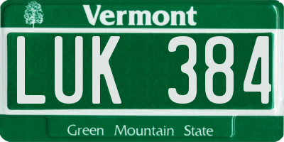 VT license plate LUK384