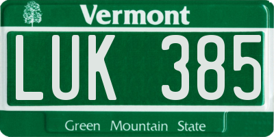VT license plate LUK385