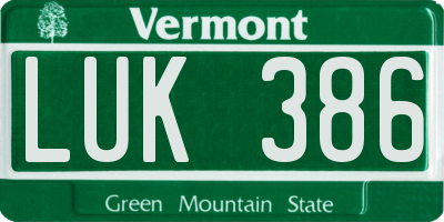 VT license plate LUK386