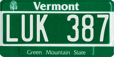 VT license plate LUK387