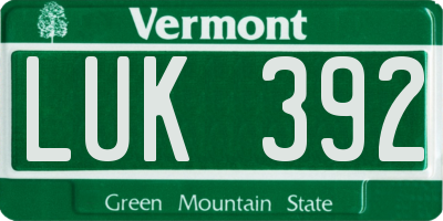 VT license plate LUK392
