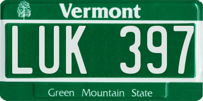 VT license plate LUK397