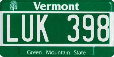 VT license plate LUK398