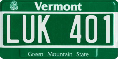 VT license plate LUK401