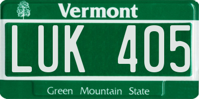 VT license plate LUK405