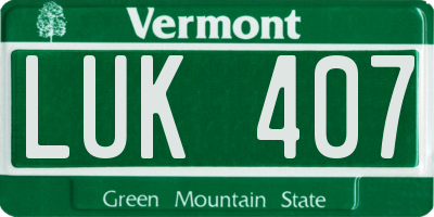 VT license plate LUK407