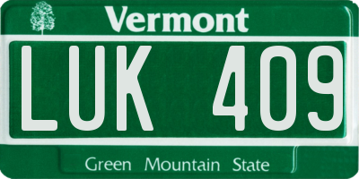 VT license plate LUK409