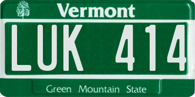 VT license plate LUK414