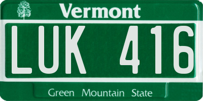 VT license plate LUK416