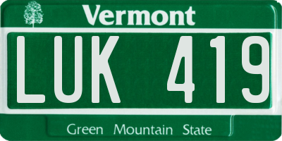VT license plate LUK419