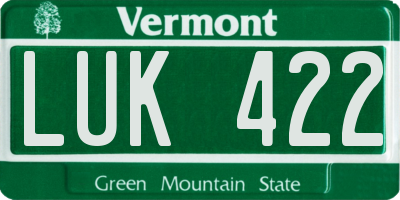 VT license plate LUK422