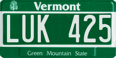 VT license plate LUK425