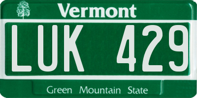 VT license plate LUK429