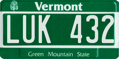 VT license plate LUK432