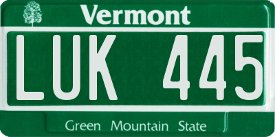 VT license plate LUK445
