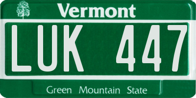 VT license plate LUK447