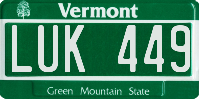 VT license plate LUK449