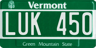 VT license plate LUK450