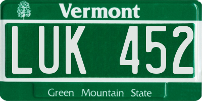 VT license plate LUK452