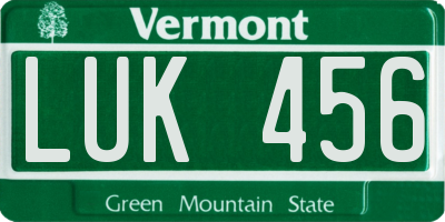 VT license plate LUK456