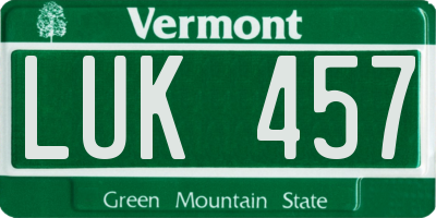 VT license plate LUK457
