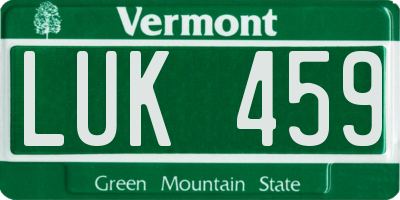 VT license plate LUK459