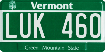 VT license plate LUK460