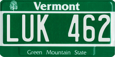 VT license plate LUK462