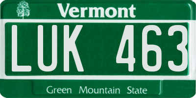 VT license plate LUK463