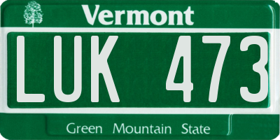 VT license plate LUK473
