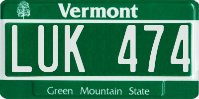 VT license plate LUK474
