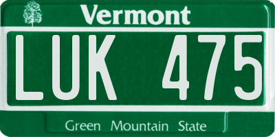 VT license plate LUK475