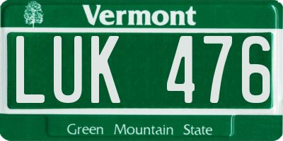 VT license plate LUK476