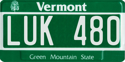 VT license plate LUK480