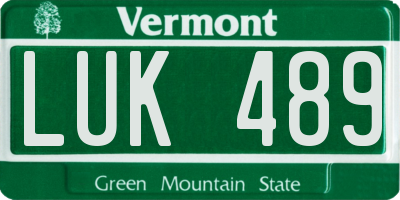 VT license plate LUK489