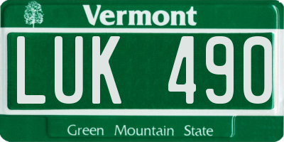 VT license plate LUK490