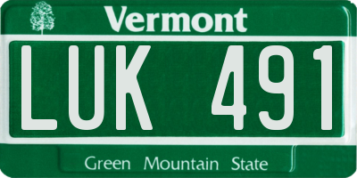 VT license plate LUK491