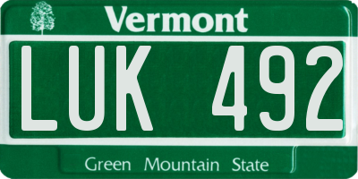 VT license plate LUK492