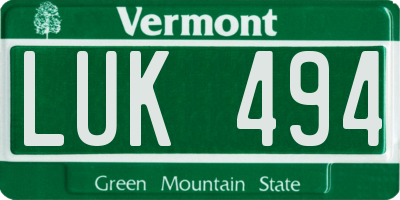VT license plate LUK494