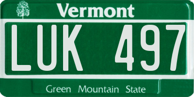 VT license plate LUK497