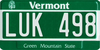 VT license plate LUK498