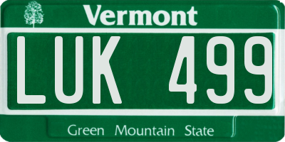 VT license plate LUK499