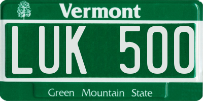VT license plate LUK500