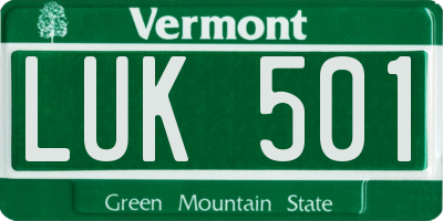VT license plate LUK501