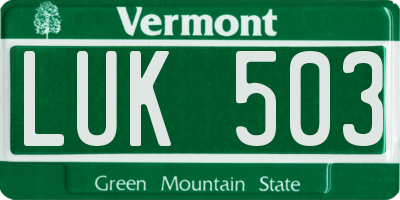 VT license plate LUK503