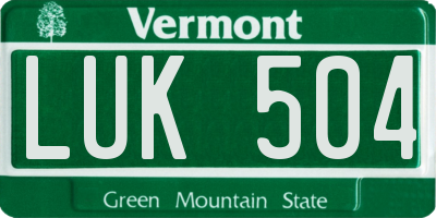 VT license plate LUK504